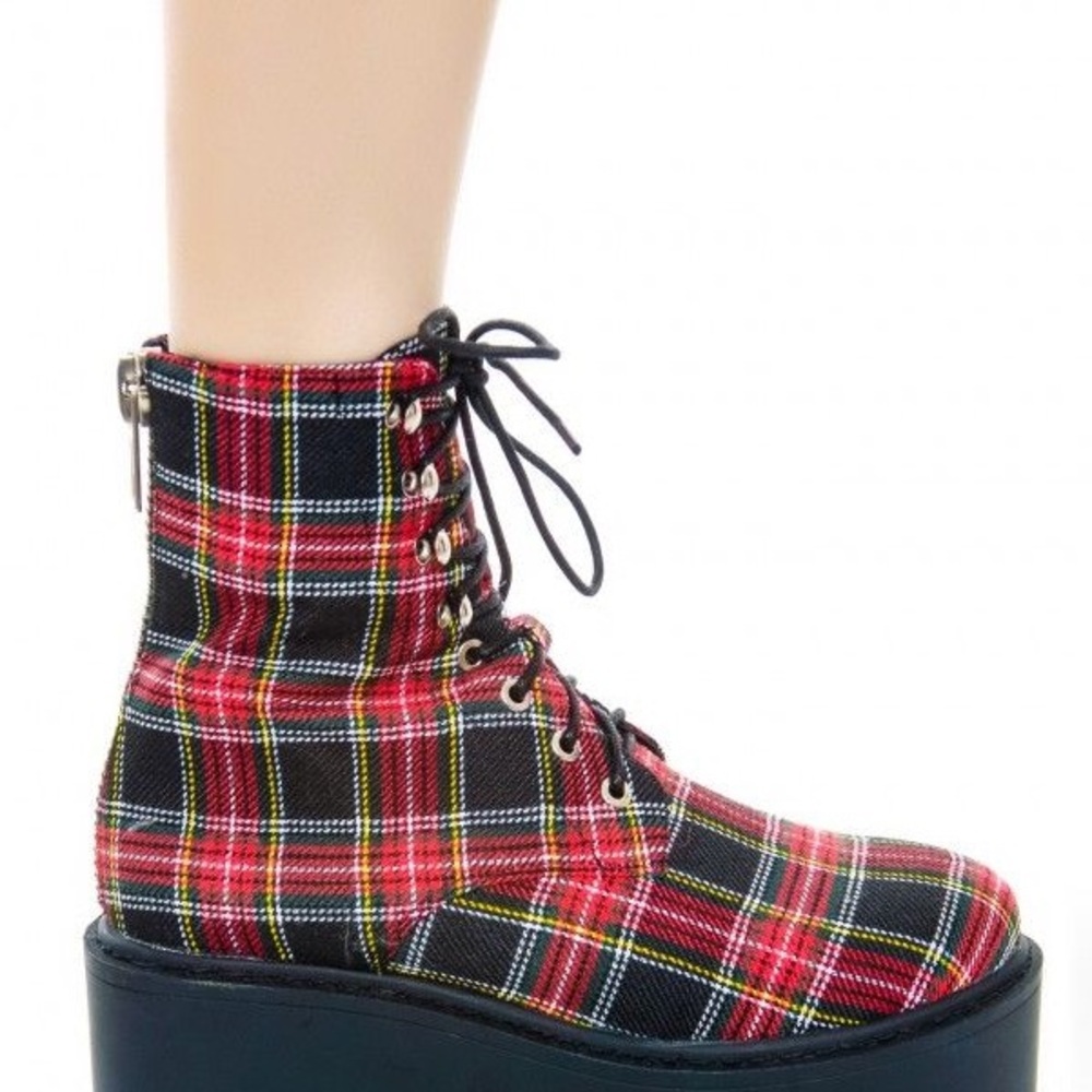 UNIF Red and Black Platform Shoes with Chunky Sole